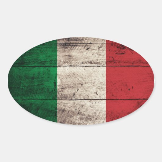 Oude Houten Italië Vlag Ovale Sticker (Voorkant)