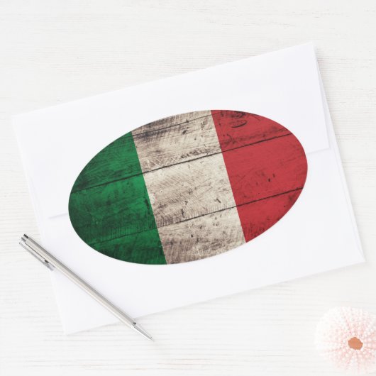 Oude Houten Italië Vlag Ovale Sticker (Envelop)
