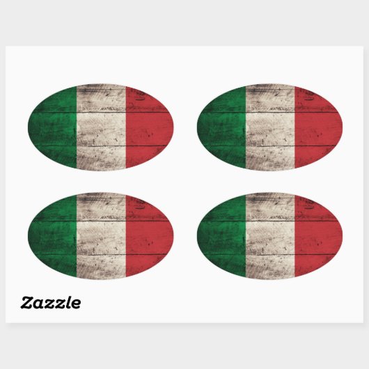 Oude Houten Italië Vlag Ovale Sticker (Vel)
