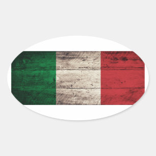Oude Houten Italië Vlag Ovale Sticker