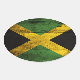 Oude houten Jamaica vlag Ovale Sticker