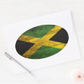 Oude houten Jamaica vlag Ovale Sticker (Envelop)