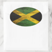 Oude houten Jamaica vlag Ovale Sticker (Tas)