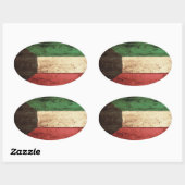 Oude Houten Koeweit Vlag Ovale Sticker (Vel)