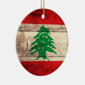 Oude Houten Labanon Vlag Keramisch Ornament (Rechts)