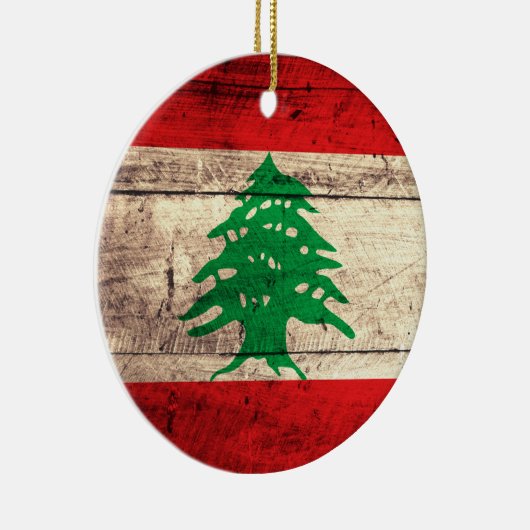 Oude Houten Labanon Vlag Keramisch Ornament (Rechts)