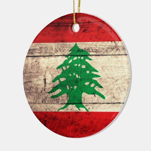 Oude Houten Labanon Vlag Keramisch Ornament (Links)