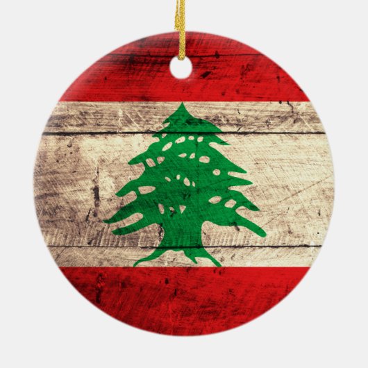 Oude Houten Labanon Vlag Keramisch Ornament (Achterkant)