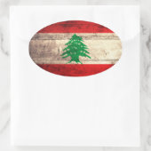 Oude Houten Labanon Vlag Ovale Sticker (Tas)