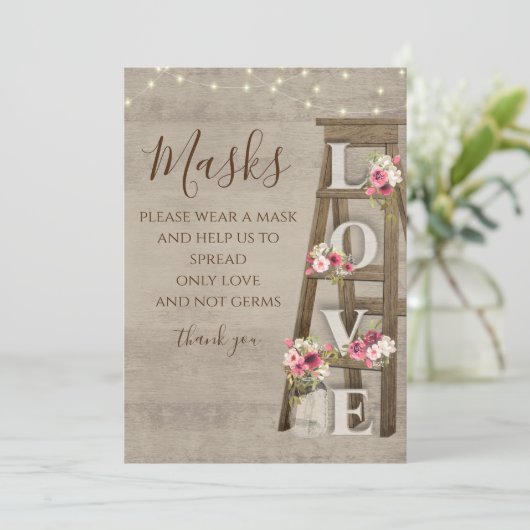 Oude Houten Ladder en Snoer Lichtjes Mondkapje Bor Kaart (Staand voorkant)