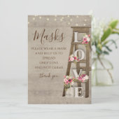 Oude houten ladder en touwlampjes masker bord kaart (Staand voorkant)