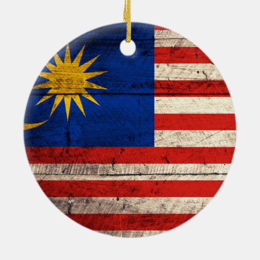 Oude houten Maleisische vlag Keramisch Ornament (Achterkant)