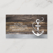 Oude Houten Metaal Afwerking | Anker Pictogram Vis Visitekaartje (Achterkant)