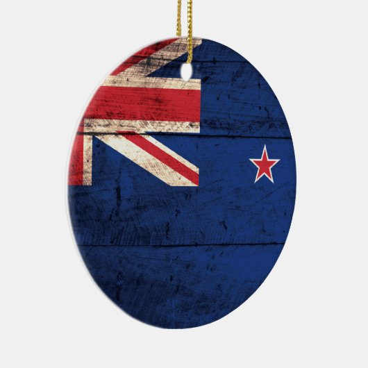 Oude houten Nieuw-Zeelandse vlag Keramisch Ornament (Rechts)