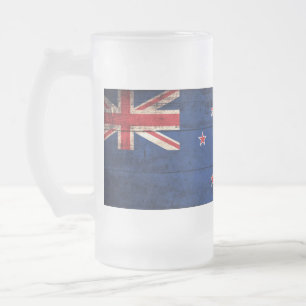 Oude houten Nieuw-Zeelandse vlag; Matglas Bierpul
