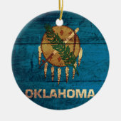 Oude houten Oklahoma vlag; Keramisch Ornament (Voorkant)