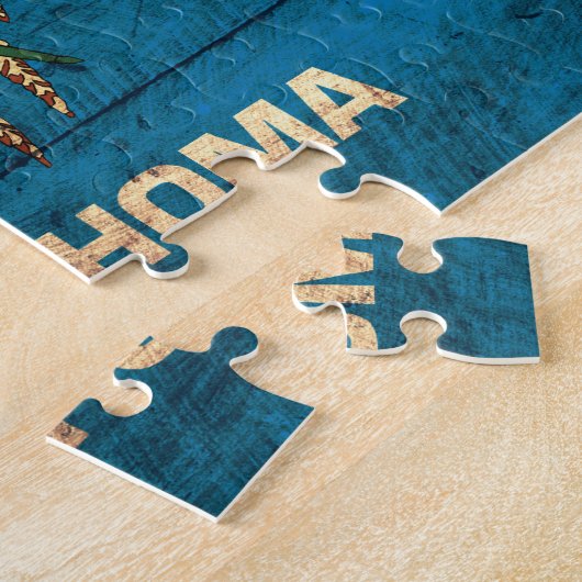 Oude houten Oklahoma vlag; Legpuzzel (Zijkant)