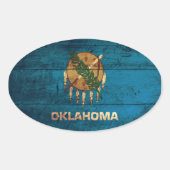 Oude houten Oklahoma vlag; Ovale Sticker (Voorkant)