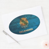Oude houten Oklahoma vlag; Ovale Sticker (Envelop)