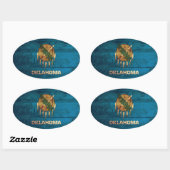 Oude houten Oklahoma vlag; Ovale Sticker (Vel)