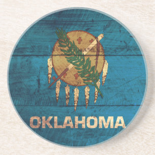 Oude houten Oklahoma vlag; Zandsteen Onderzetter