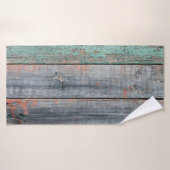 Oude houten omheining in verschillende kleuren, tr badhanddoek (Badhanddoek)