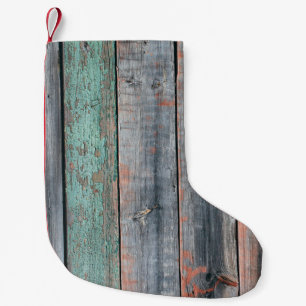 Oude houten omheining in verschillende kleuren, tr kleine kerstsok