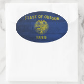 Oude Houten Oregon Vlag; Ovale Sticker (Tas)