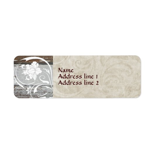 Oude houten perkament swirl Adresetiketten Etiket (Voorkant)