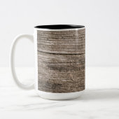 Oude houten planken tweekleurige koffiemok (Links)