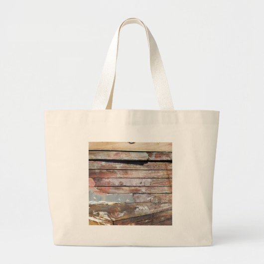 Oude houten plankjes met een rotsachtige boot grote tote bag (Voorkant)