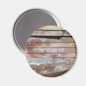 Oude houten plankjes met een rotsachtige boot magneet (Voorkant / Achterkant)