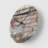 Oude houten plankjes met een rotsachtige boot ronde klok (Hoek)