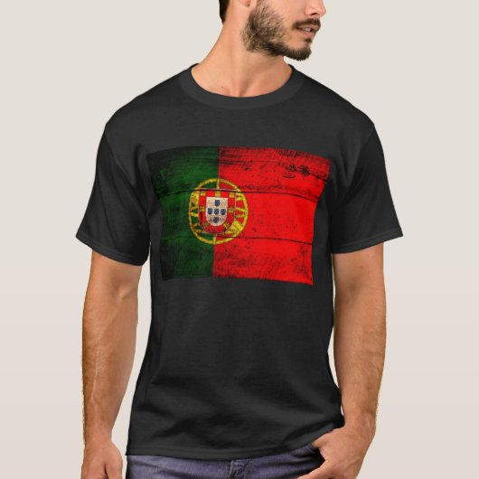 Oude houten Portugal Vlag; T-shirt (Voorkant)