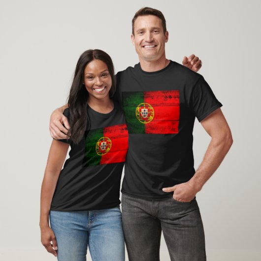 Oude houten Portugal Vlag; T-shirt (Unisex)