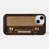 Oude houten radio iPhone 15 case (Achterkant horizontaal)