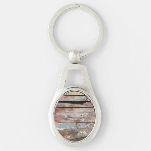 Oude houten roestige boot houten plank sleutelhanger