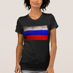 Oude houten Russische vlag; T-shirt