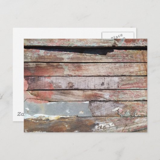 Oude houten rustieke boot houten plank briefkaart (Voorkant / Achterkant)