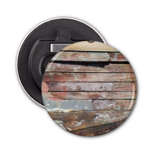 Oude houten rustieke boot houten plank button flesopener (Voorkant)