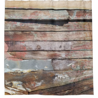 Oude houten rustieke boot houten plank douchegordijn
