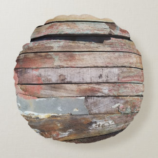 Oude houten rustieke boot houten plank rond kussen