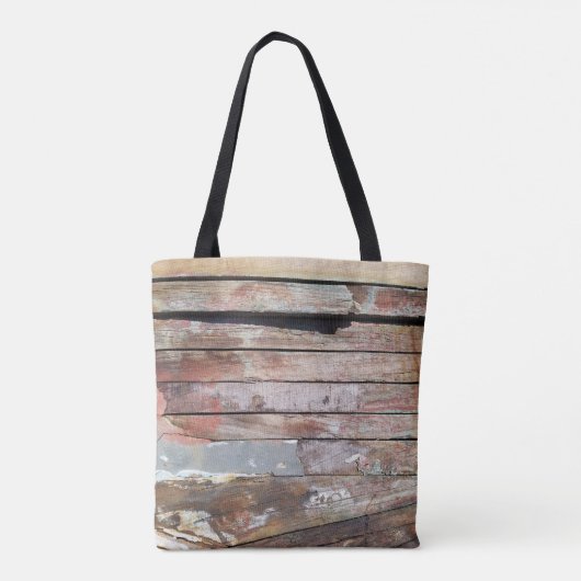 Oude houten rustieke boot houten plank tote bag (Achterkant)