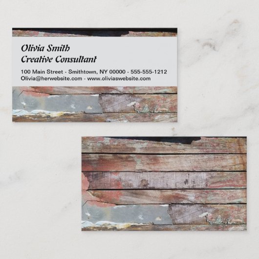 Oude houten rustieke boot houten plank visitekaartje (Voorkant / Achterkant)