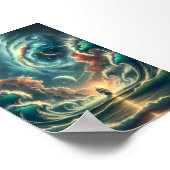 Oude houten schip Storm oceaan sublimatie afdrukke Poster (Hoek)