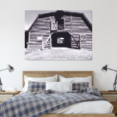 Oude houten schuur exterieur canvas afdruk (Insitu (Slaapkamer))