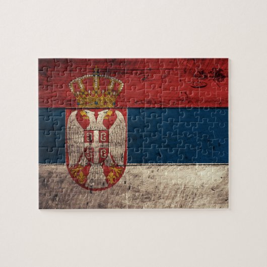 Oude houten Servische vlag Legpuzzel (Horizontaal)