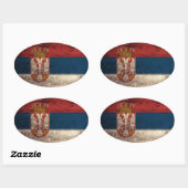 Oude houten Servische vlag Ovale Sticker (Vel)