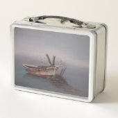 Oude Houten Skiff Metalen Lunchbox (Achterkant)