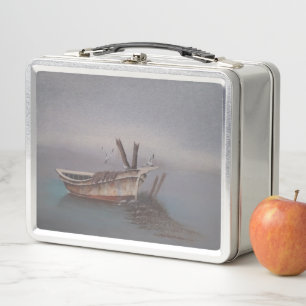 Oude Houten Skiff Metalen Lunchbox